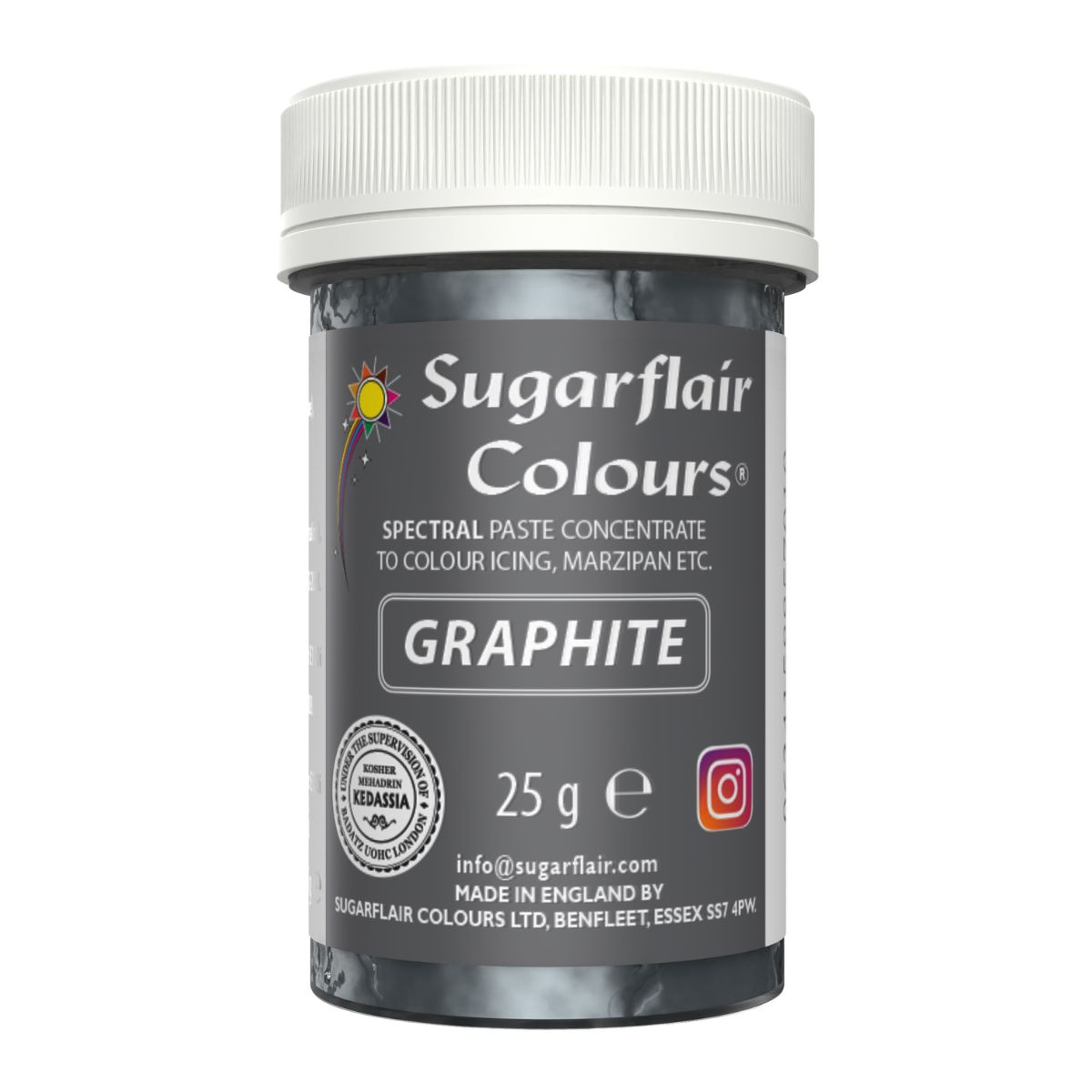 Sugarflair Eetbare Kleurstof Pasta Grafietgrijs 25g