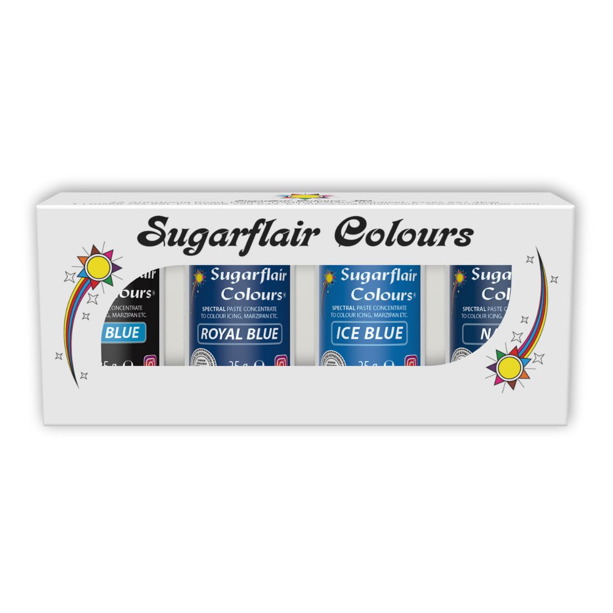 Sugarflair Kleurpasta Blauw Set/4