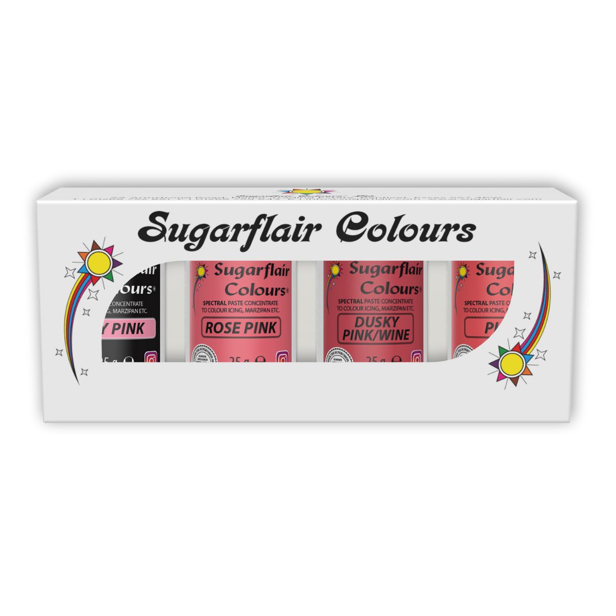 Sugarflair Kleurpasta Roze Set/4