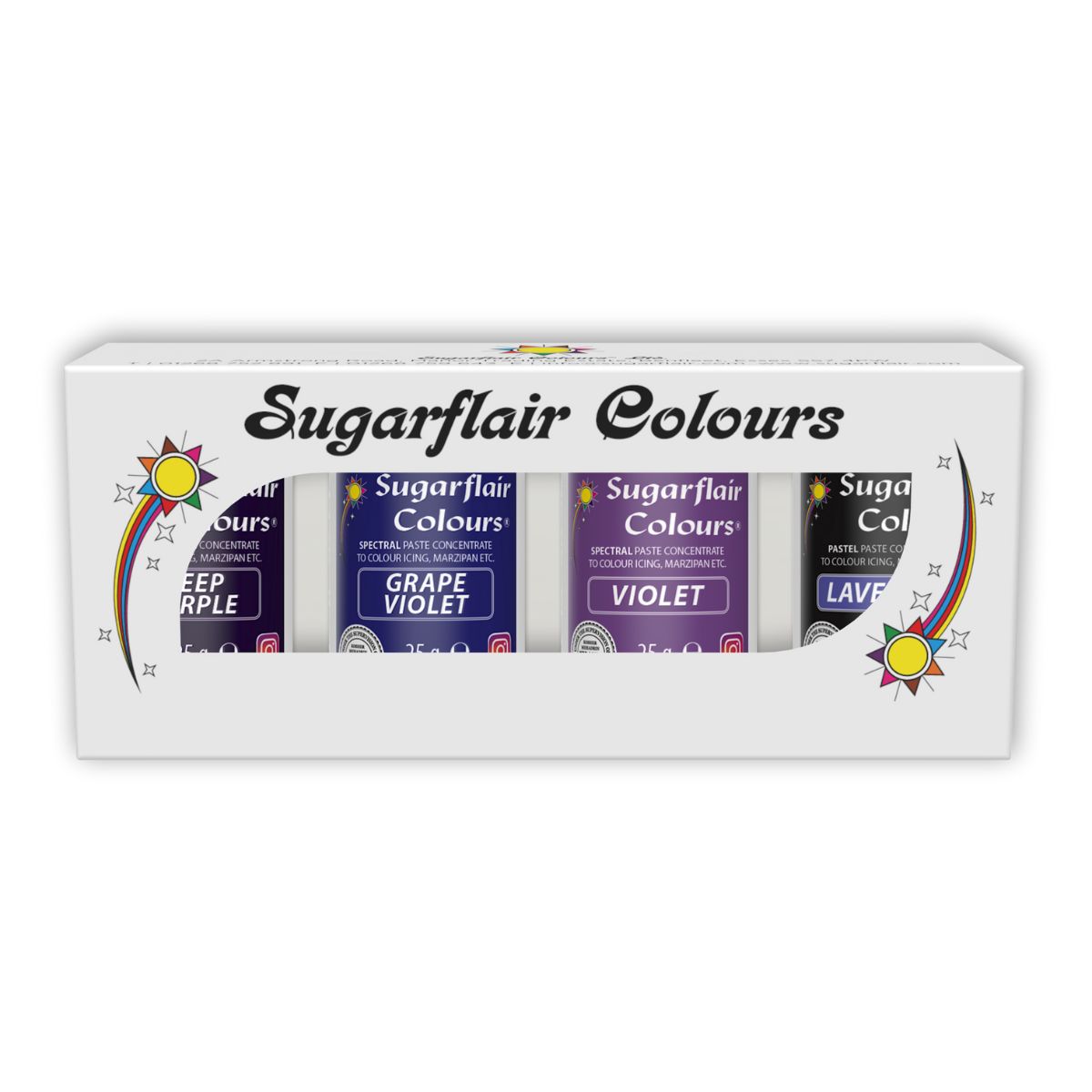 Sugarflair Paste Colour Mix Paars Set/4