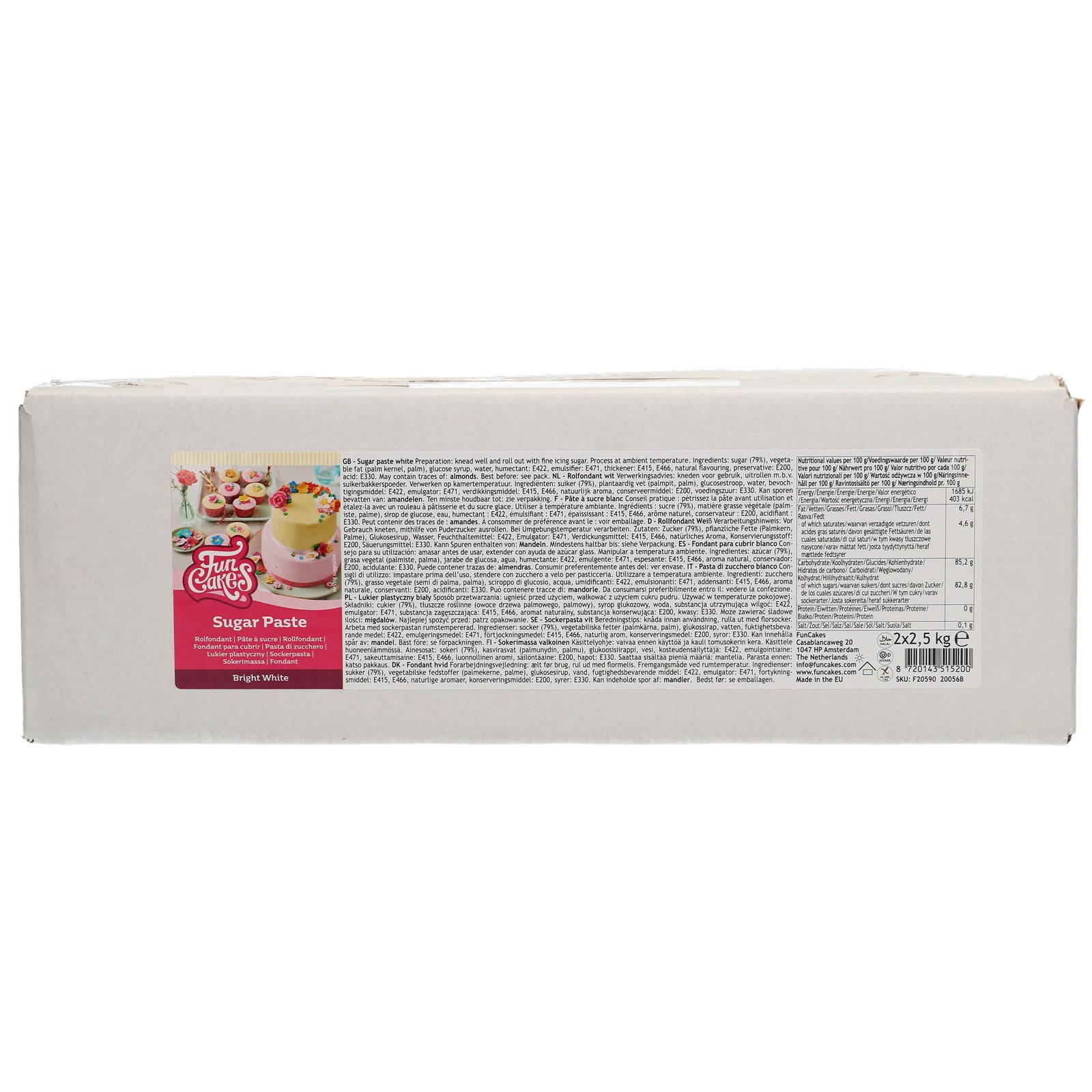 FunCakes Fondant Bright White (2x2,5kg) 5kg
