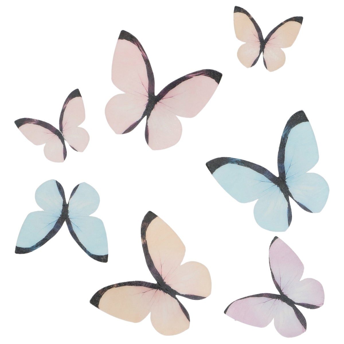 Wilton Eetbare Papieren Decoraties Vlinders Pastel set/8 