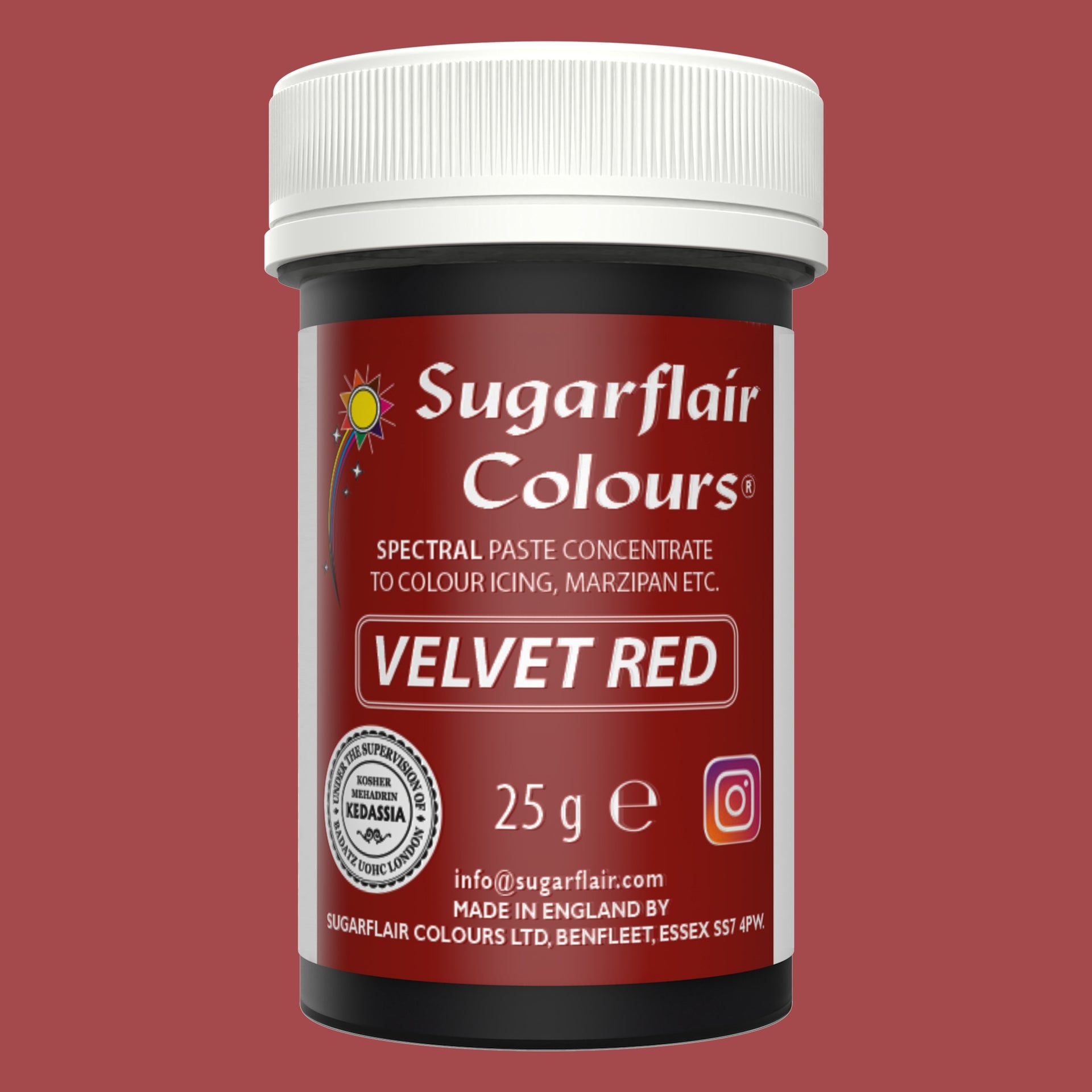 Sugarflair Eetbare Kleurstof Pasta Fluweel Rood 25g