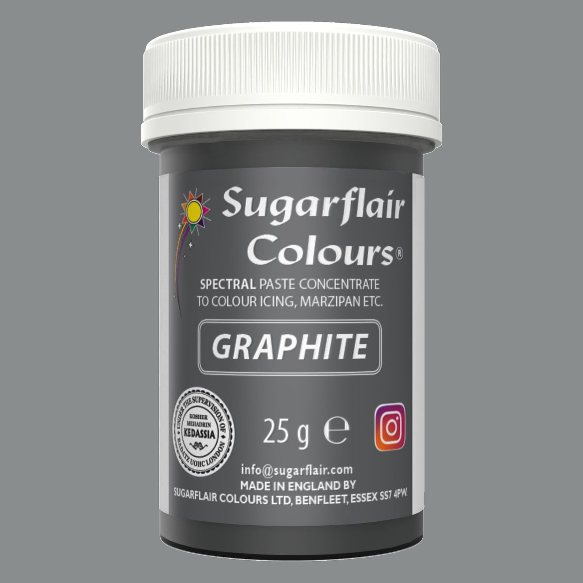 Sugarflair Eetbare Kleurstof Pasta Grafietgrijs 25g