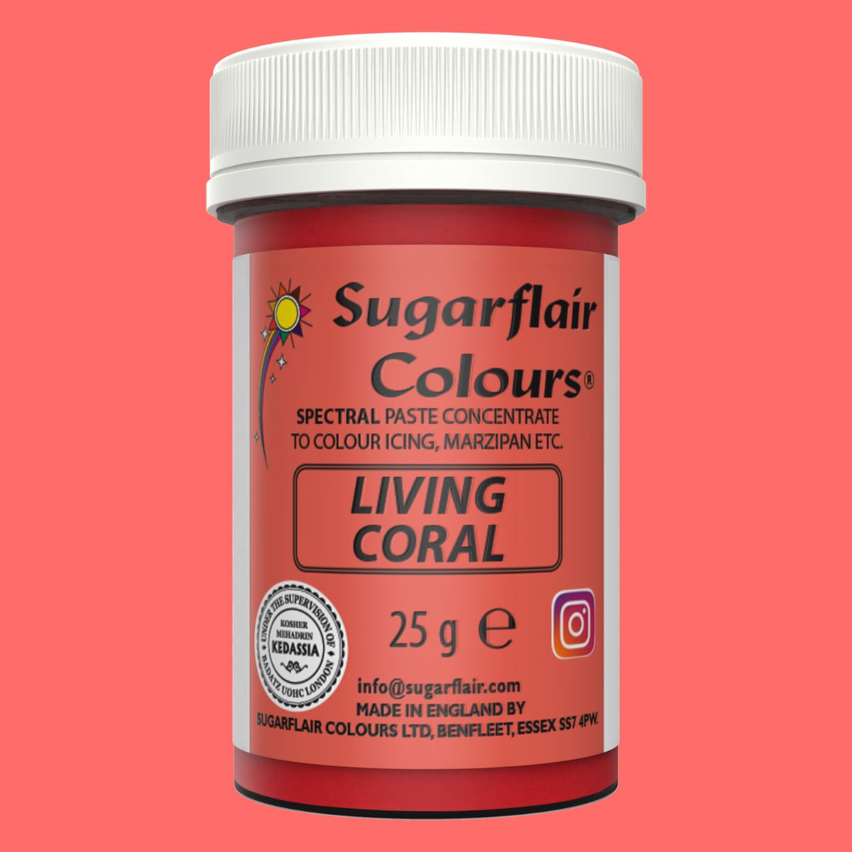 Sugarflair Eetbare Kleurstof Pasta Koraal 25g