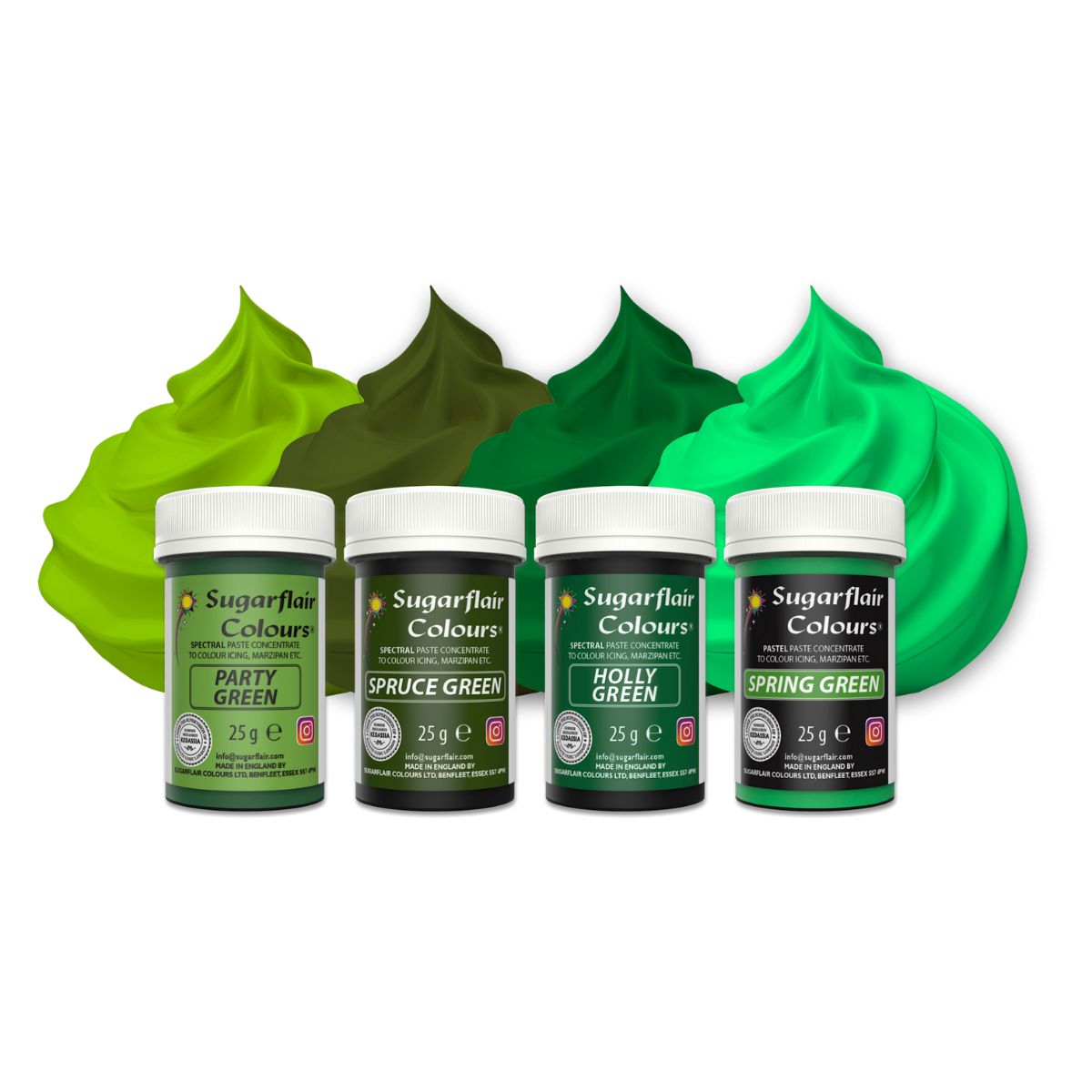 Sugarflair Paste Colour Mix Groen Set/4