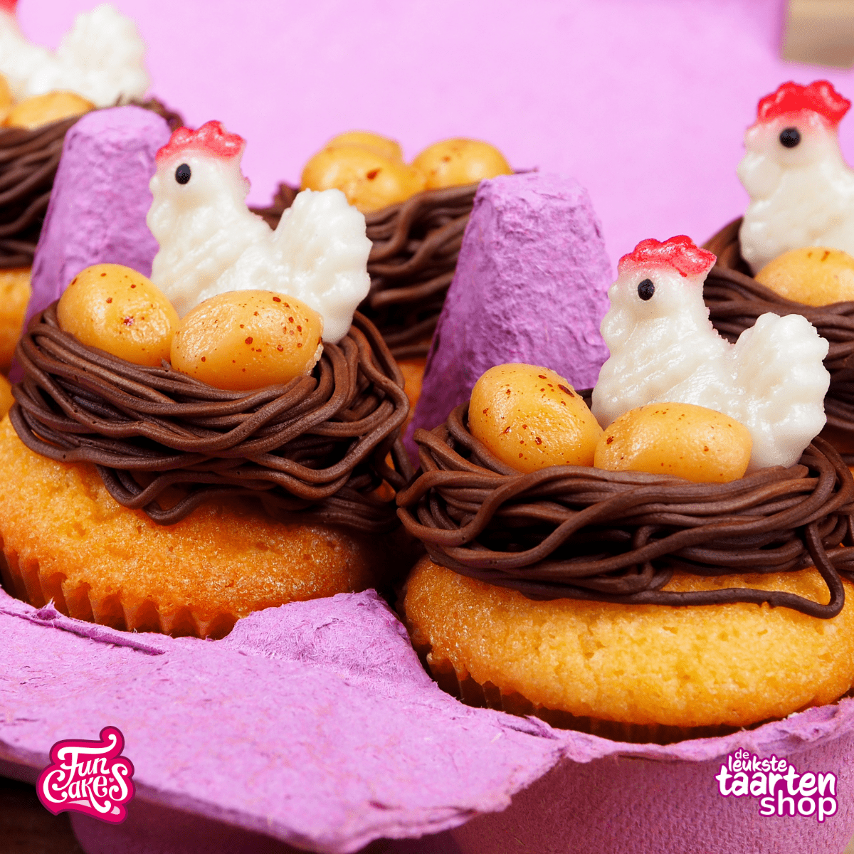 Mini kip en ei-cupcakes