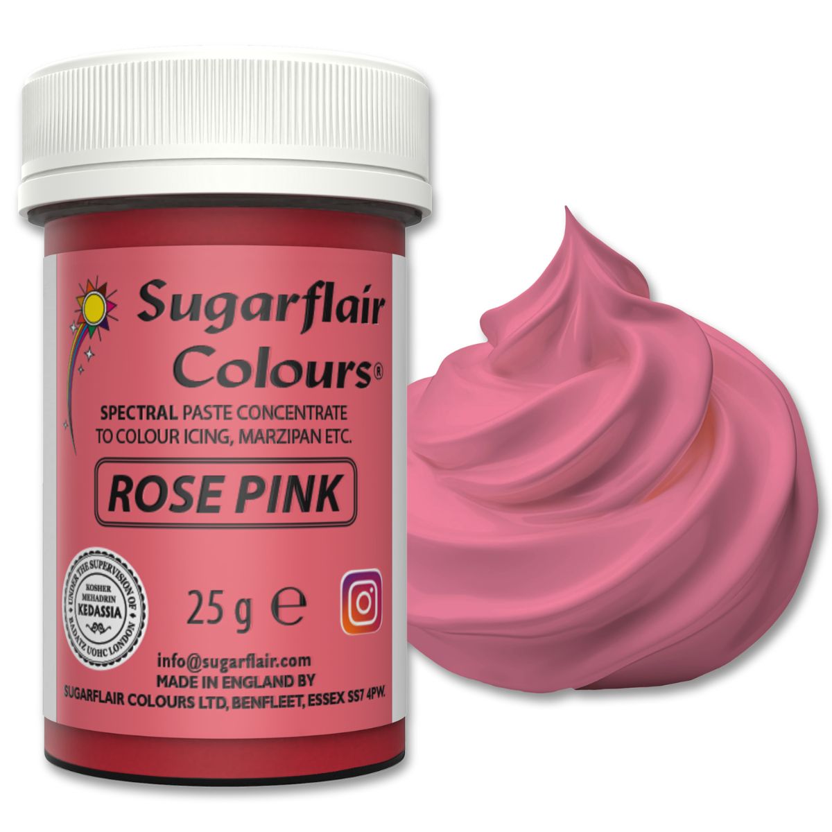 Sugarflair Eetbare Kleurstof Pasta Roze Roos 25g
