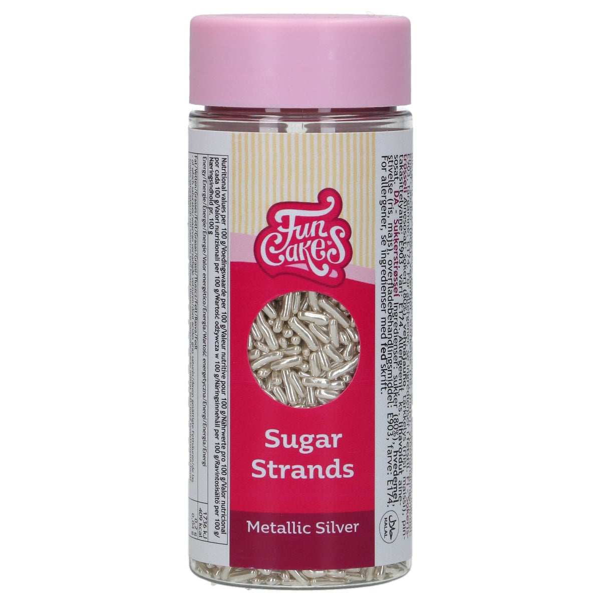 FunCakes Sugar Strands Metallic Zilver 80g