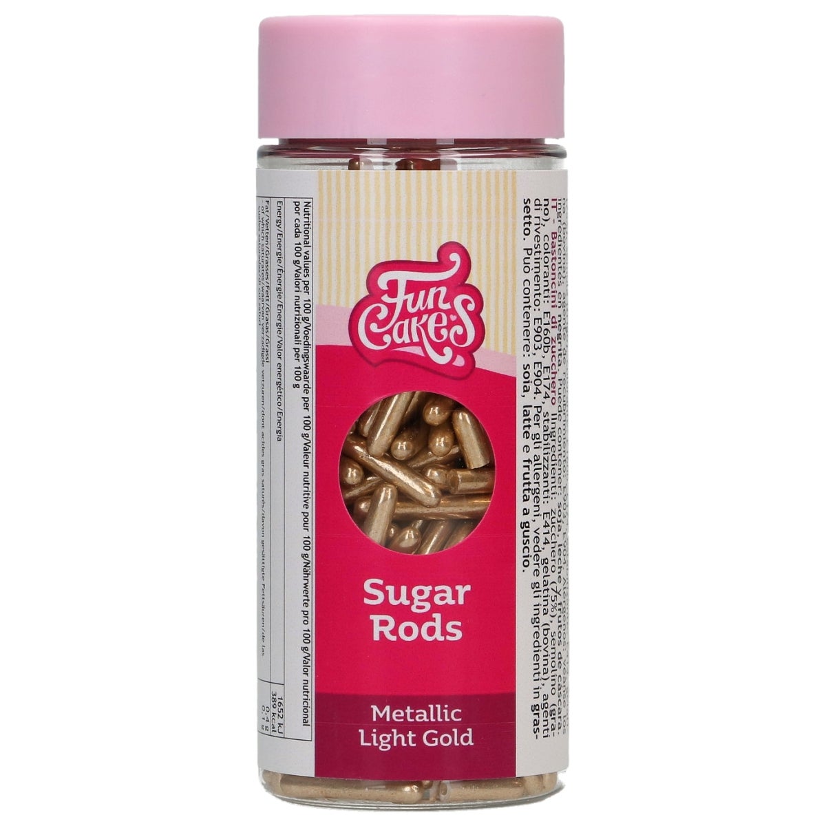 FunCakes Metallic Sugar Rods XL Light Gold 70 g