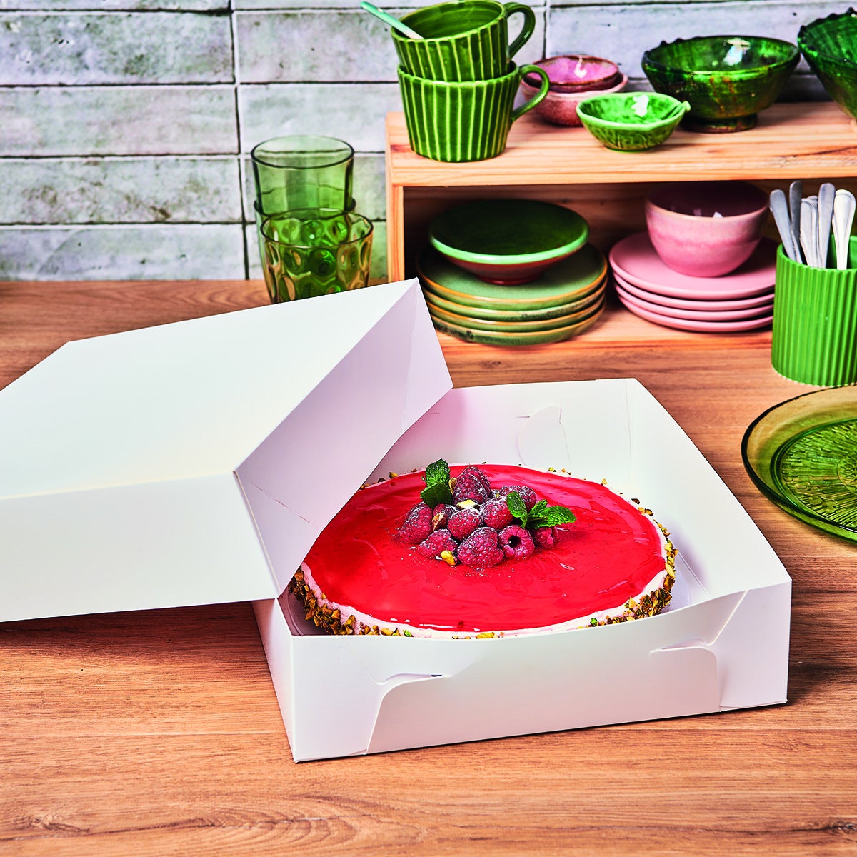 FunCakes Taartdoos Zwanenhals Wit 30x30x8cm pk/25