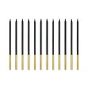 PartyDeco Kaarsen Zwart/Goud 12/pcs