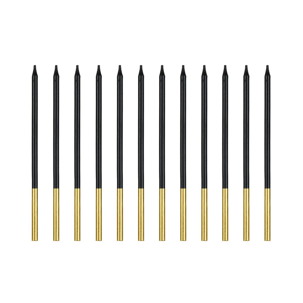 PartyDeco Kaarsen Zwart/Goud 12/pcs