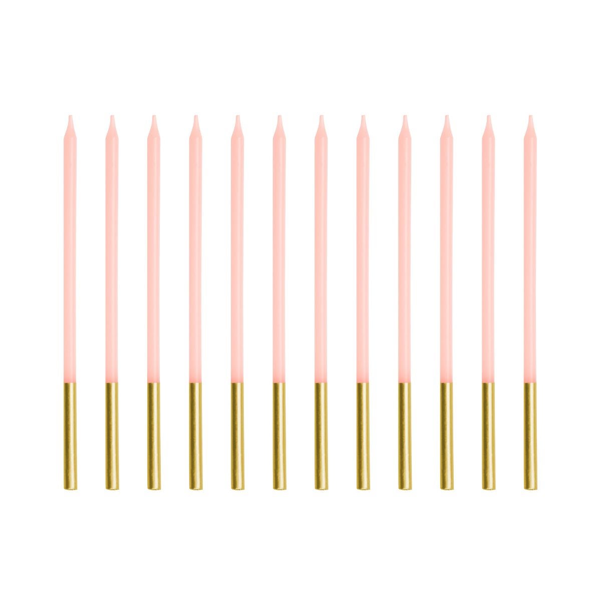 PartyDeco Kaarsen Roze/Goud 12/pcs