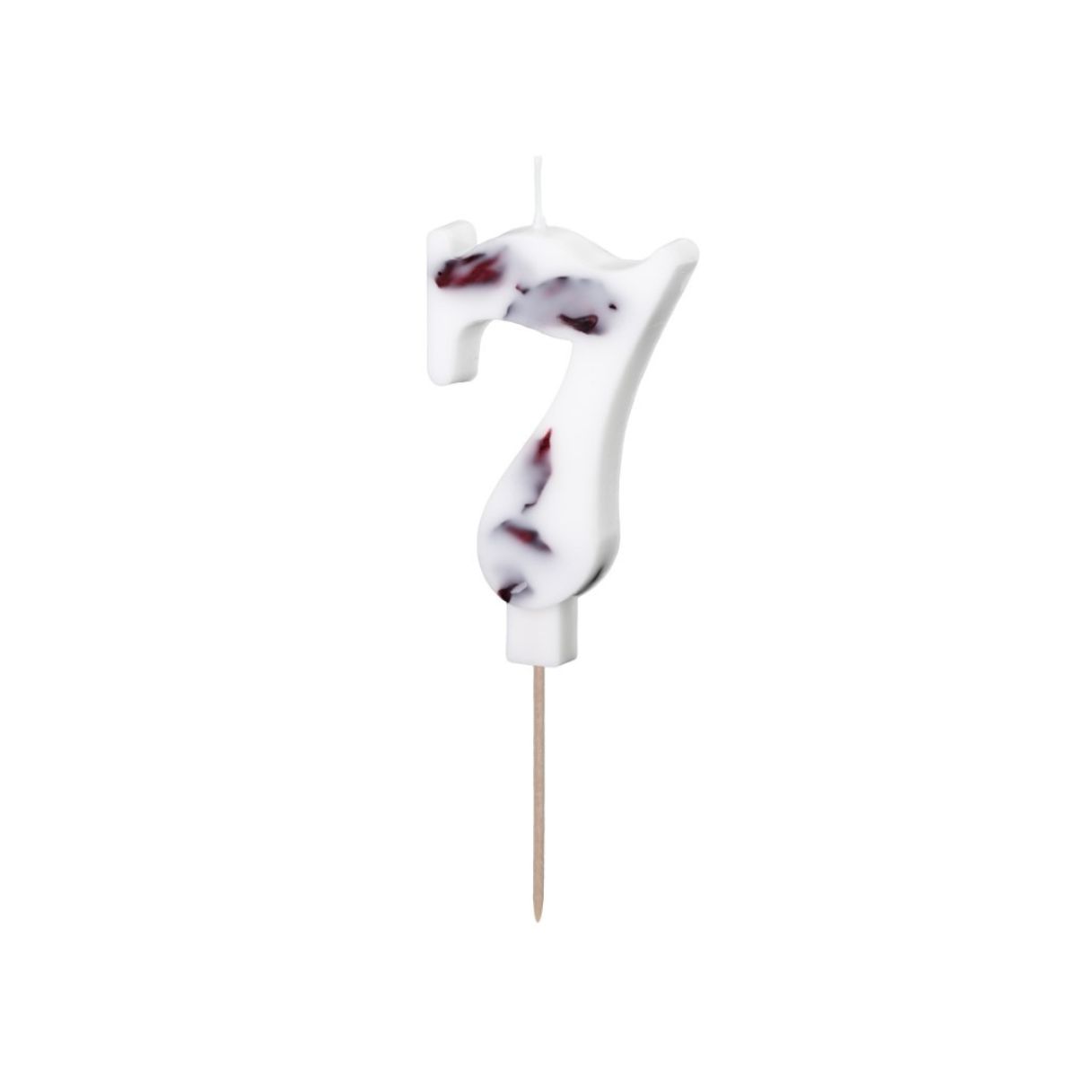 PartyDeco Number Candle 7 - White with Flowers