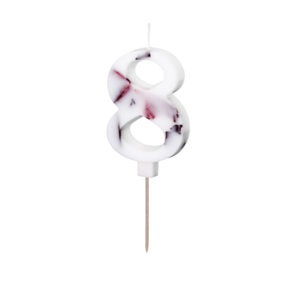 PartyDeco Number Candle 8 - White with Flowers