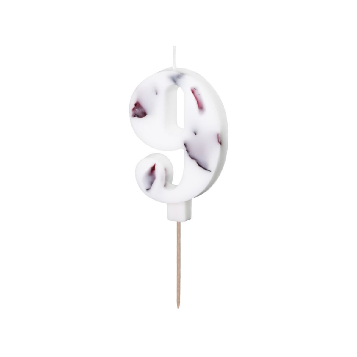 PartyDeco Number Candle 9 - White with Flowers