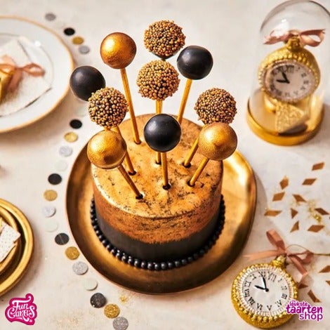 Goud en Nieuw Taart met Cakepops