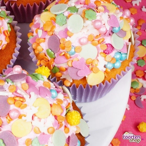 Cupcakes met unicorn sprinkles - Bakken met kinderen