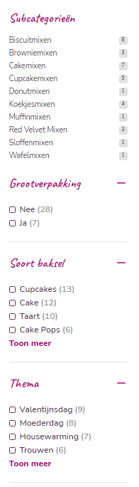 Filteropties voorbeeld