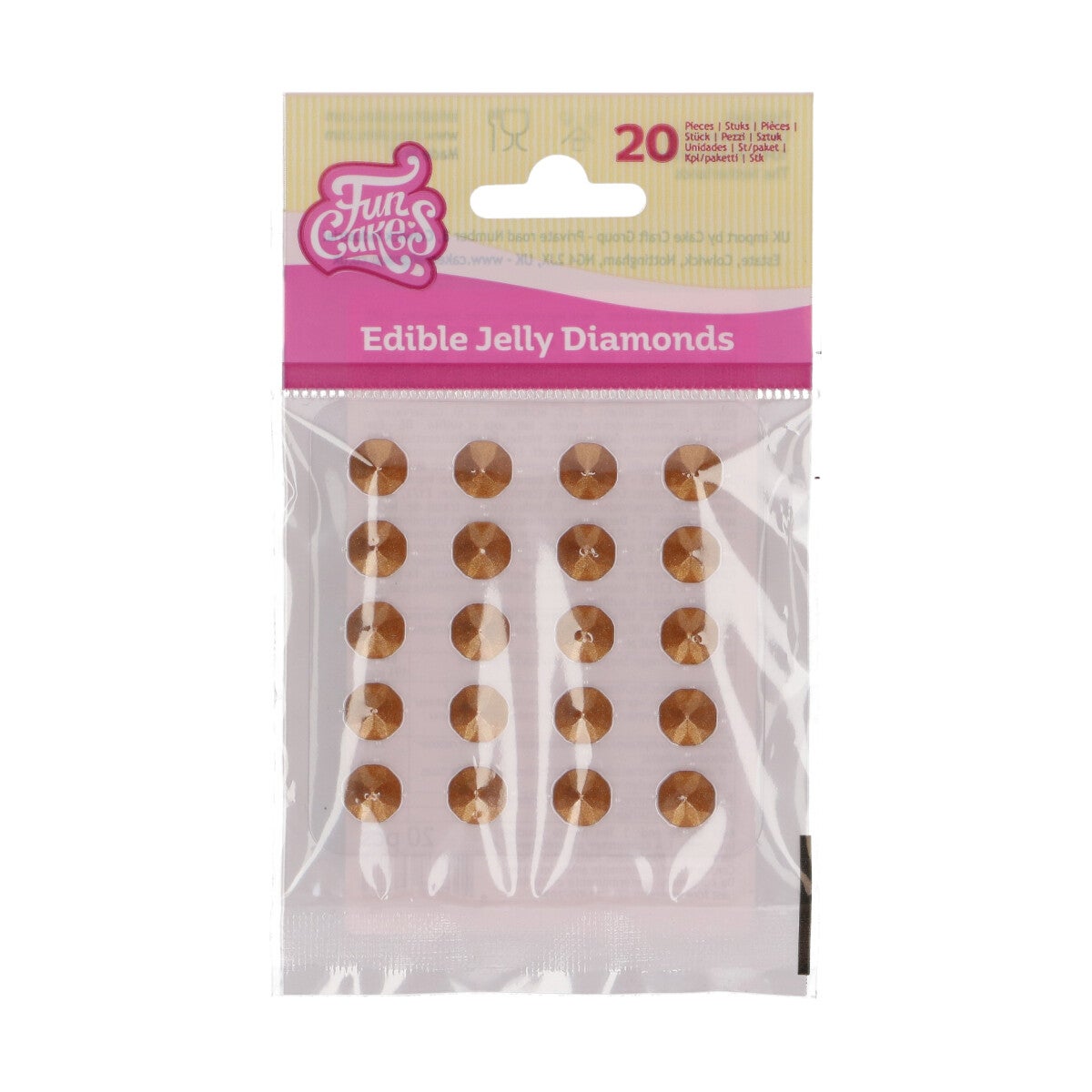 FunCakes Eetbare Jelly Diamonds Parelmoer Goud pk/20 BBD Discount