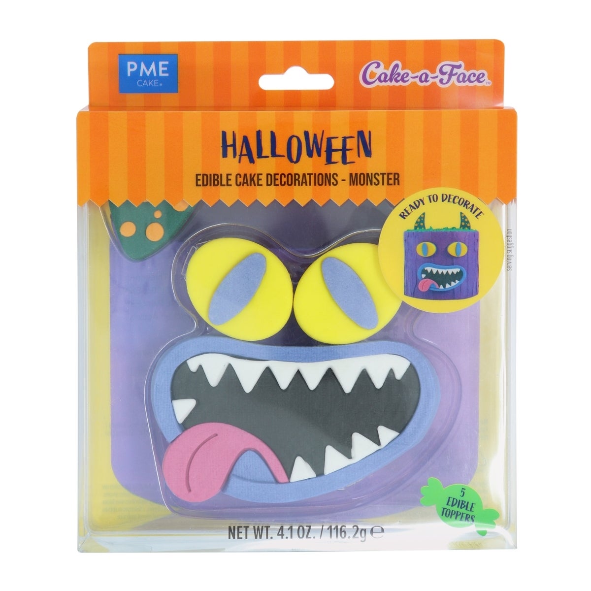 PME Halloween Taart Suikerdecoraties Monster Gezicht set/5