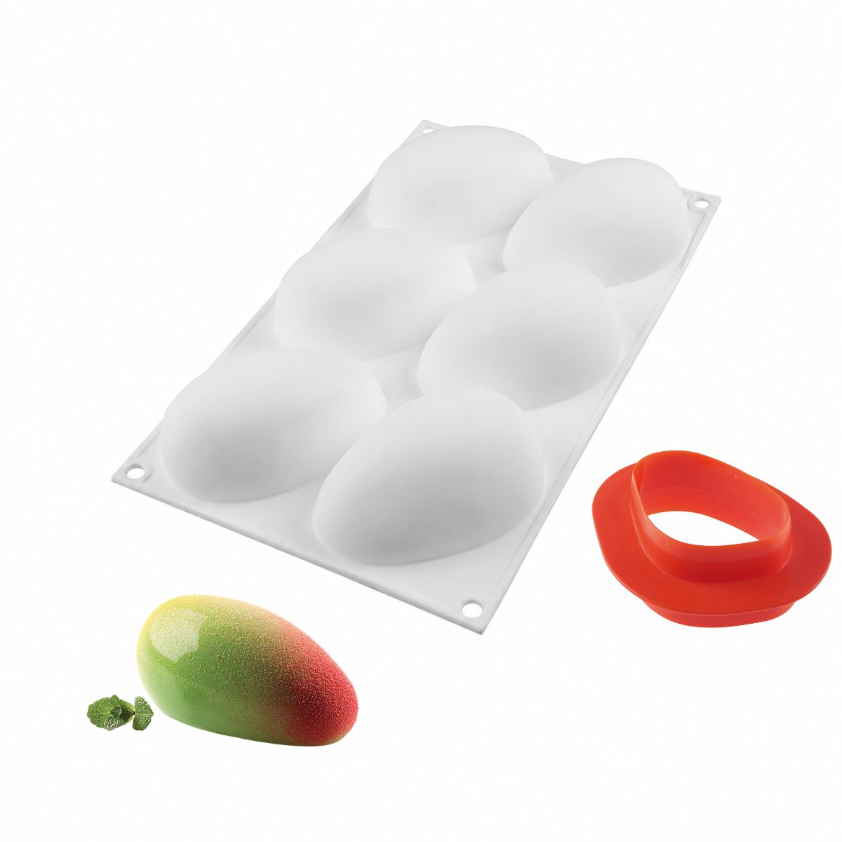 Silikomart Siliconen Mal Mango met Cutter 9,3x5,7x4,2cm