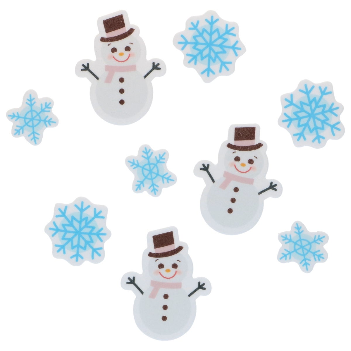 Wilton Eetbare Papieren Decoraties Sneeuwmannen & Sneeuwvlokken set/9