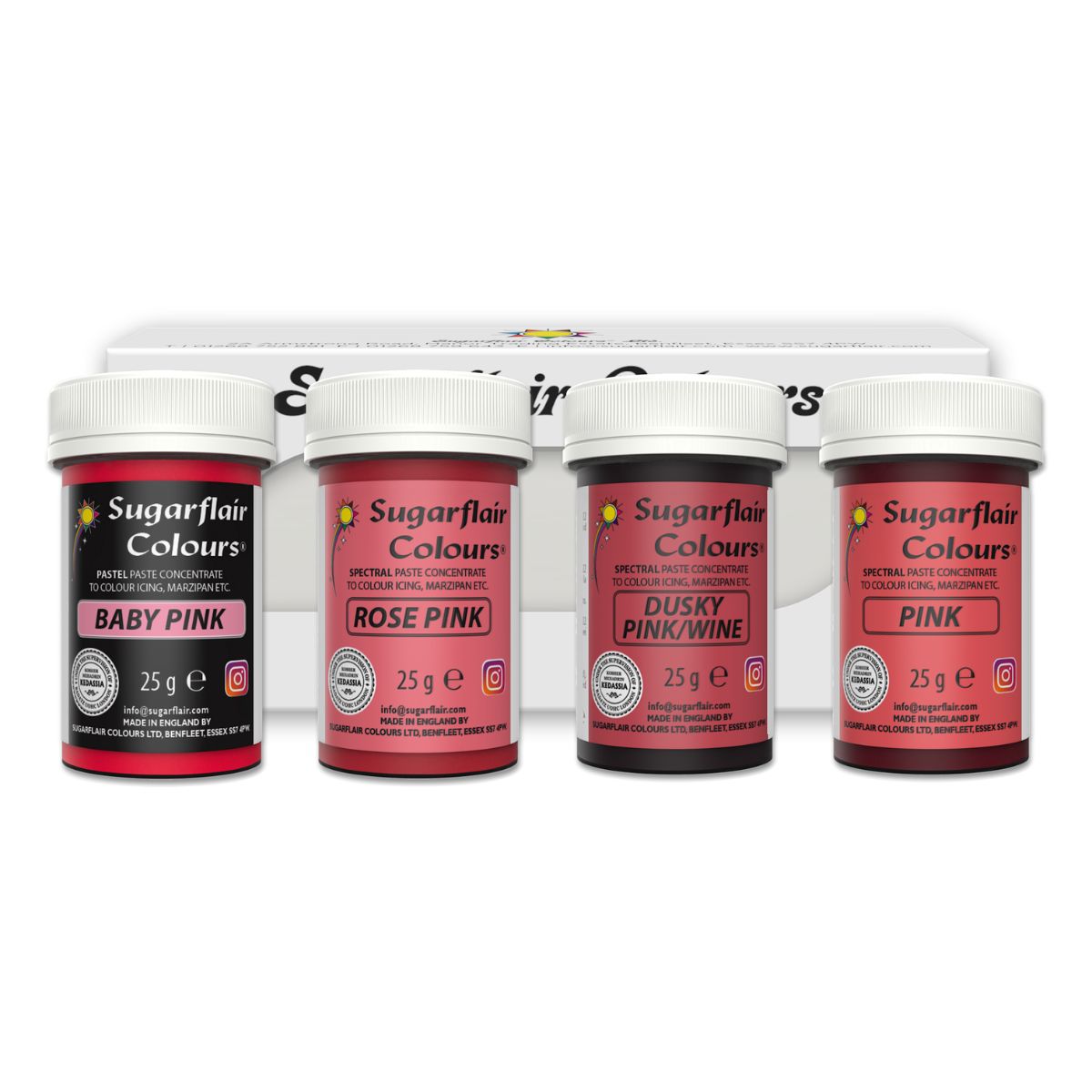 Sugarflair Paste Colour Pink Set/4
