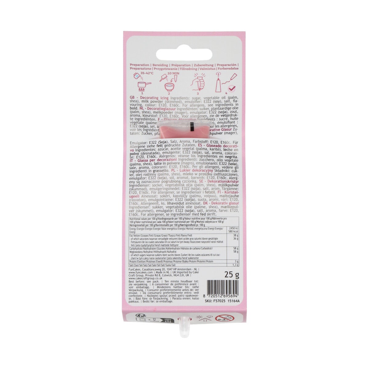 FunCakes Choco Writer Pastel Roze 25g