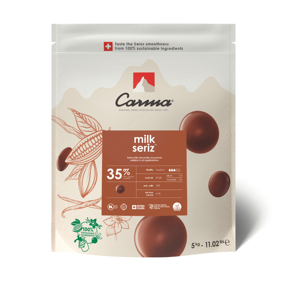 Carma Chocoladedruppels 5 kg - Milk Seriz 35%