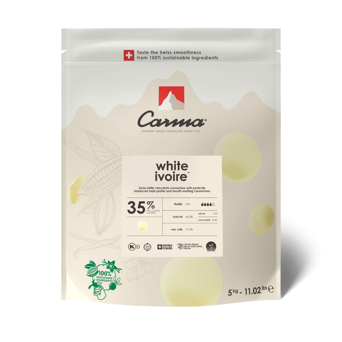 Carma Chocoladedruppels 5 kg - White Ivoire 35%
