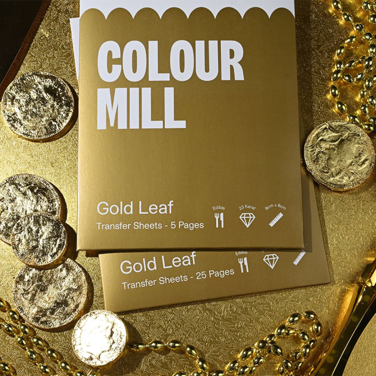Colour Mill Edible Gold Leaf Transfer 23kt - 8cm pk/25