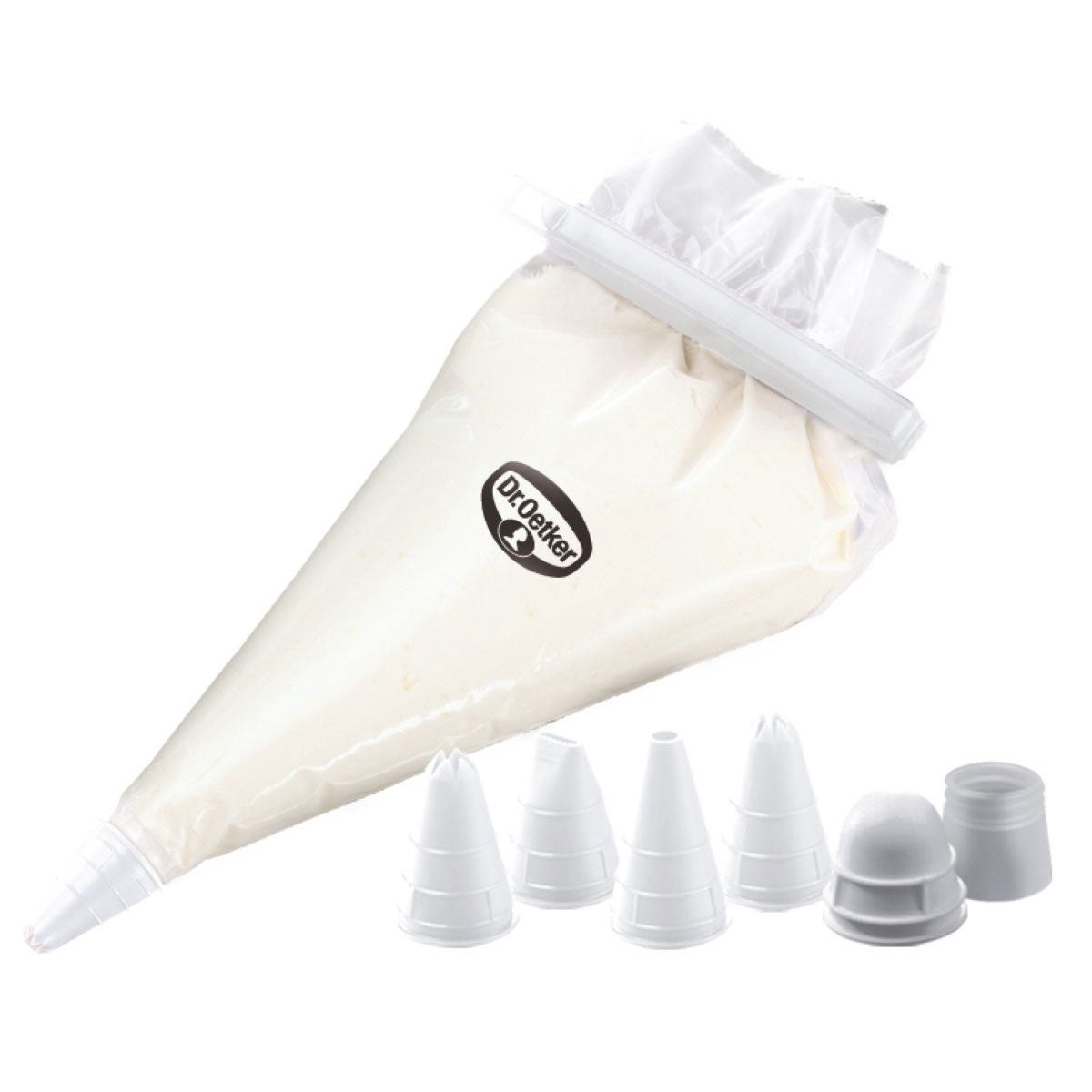 Dr. Oetker Disposable Piping Bag Set/10 with 4 Nozzles