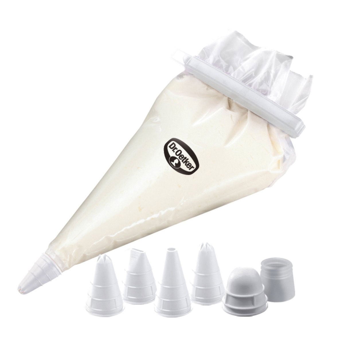 Dr. Oetker Disposable Piping Bag Set/10 with 4 Nozzles