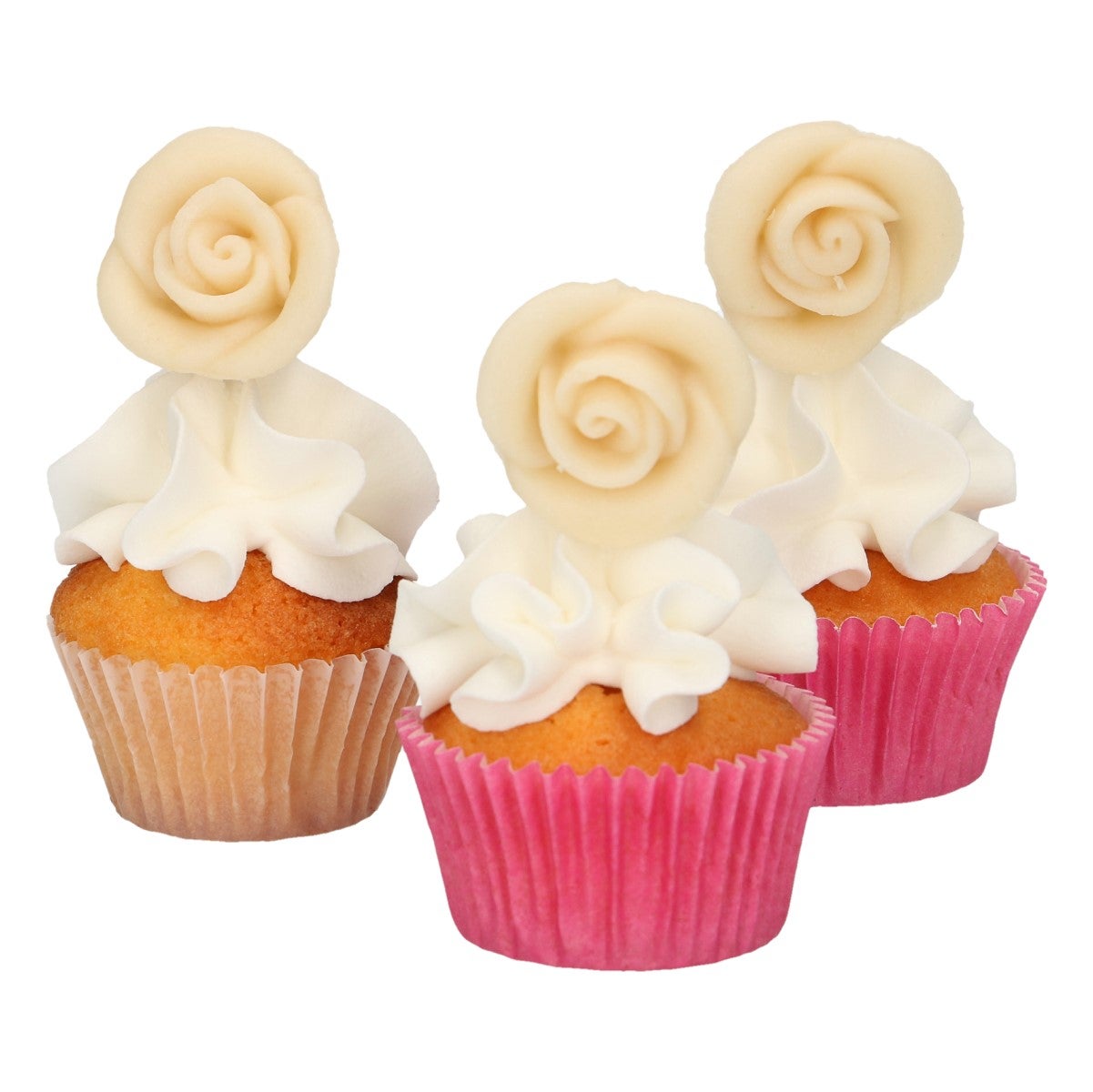 FunCakes Marsepein Decoratie Rozen Wit Set/6