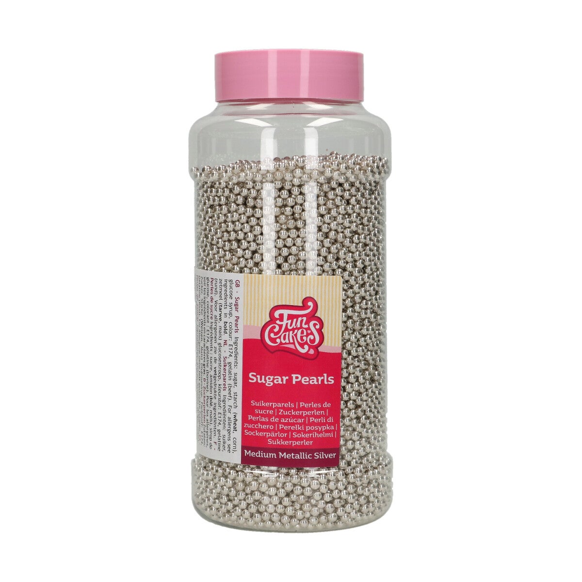FunCakes Suikerparels Medium Metallic Zilver 800 g