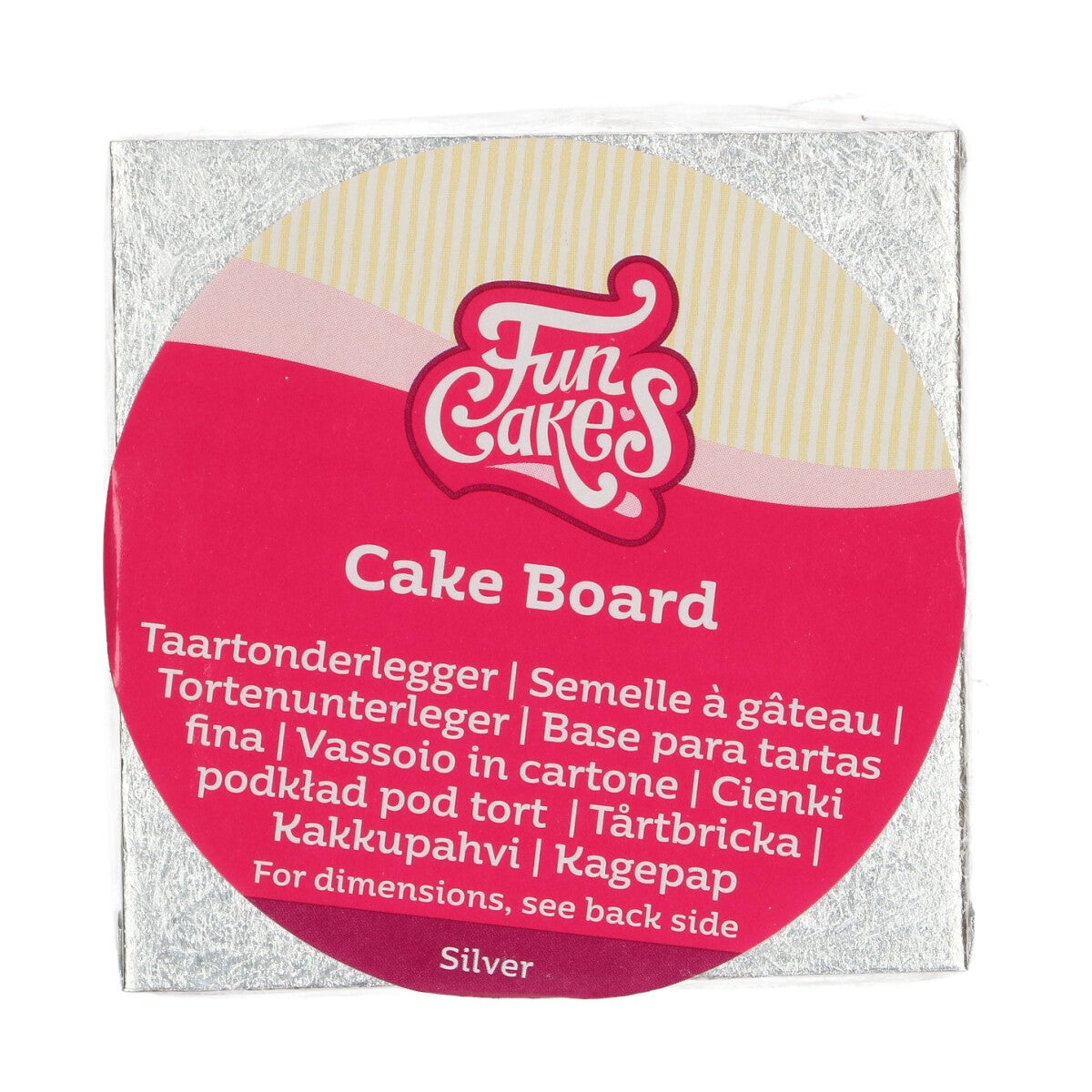FunCakes Cake Board Vierkant 10 x 10 cm - Zilver