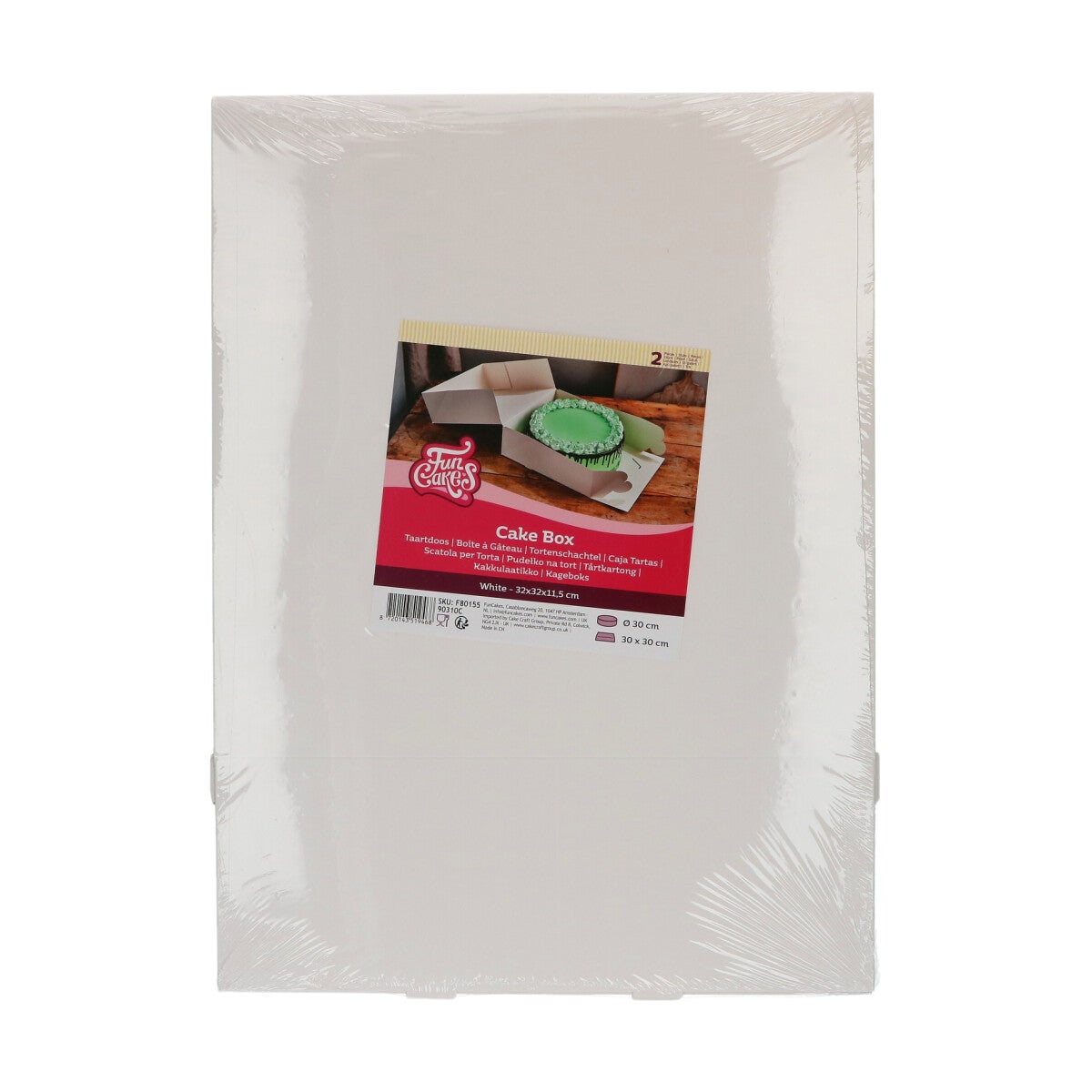 FunCakes Taartdoos Wit 32x32x11,5 cm pk/2