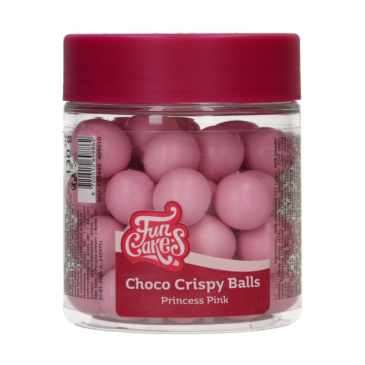 FunCakes Choco Crispy Ballen - Parelmoer Roze