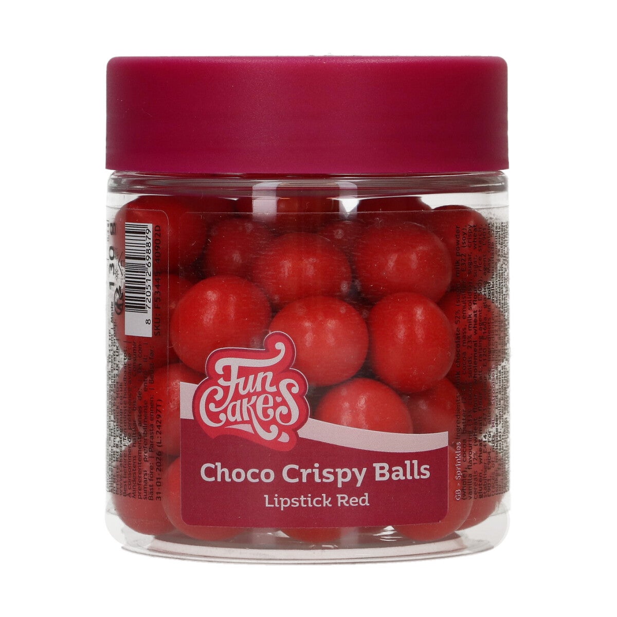 FunCakes Choco Crispy Ballen - Parelmoer Rood