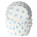 House of Marie Baking cups Stip Wit/Baby Blauw - pk/48