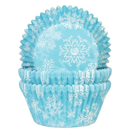 House of Marie Baking Cups Sneeuwkristal Blauw pk/48