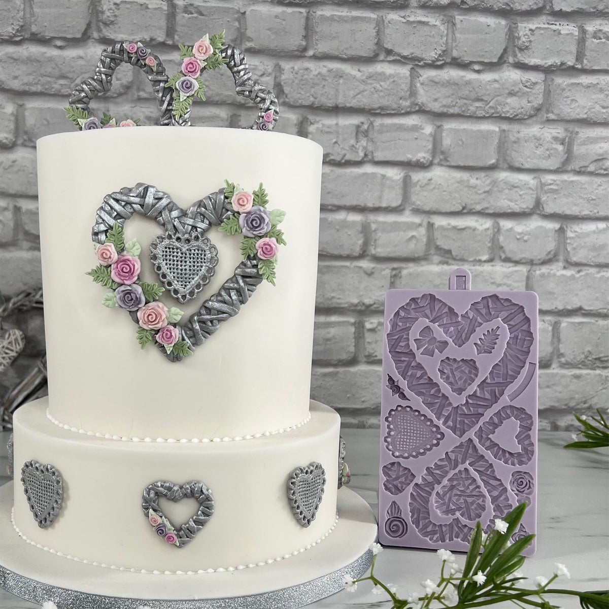 Karen Davies Silicone Mould - Wicker Hearts Collection