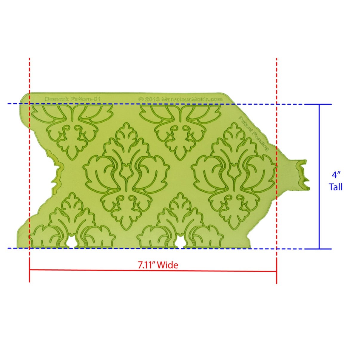 Marvelous Molds Silicone Mal - Damask Pattern Silicone Onlay®