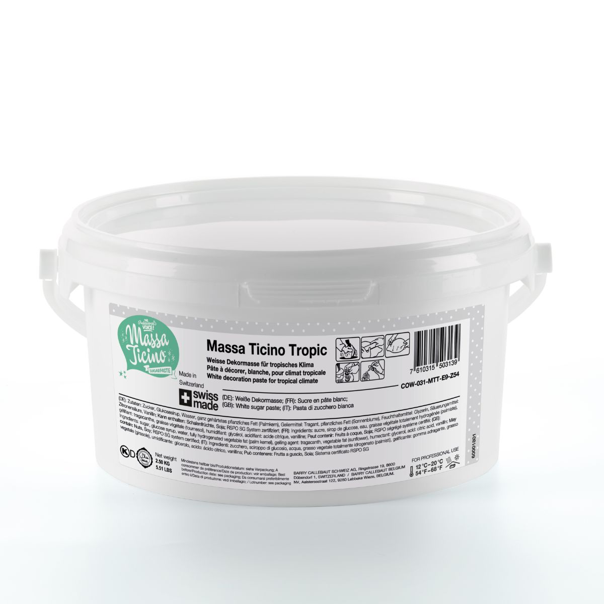 Massa Ticino Tropic Fondant 2,5 kg Wit