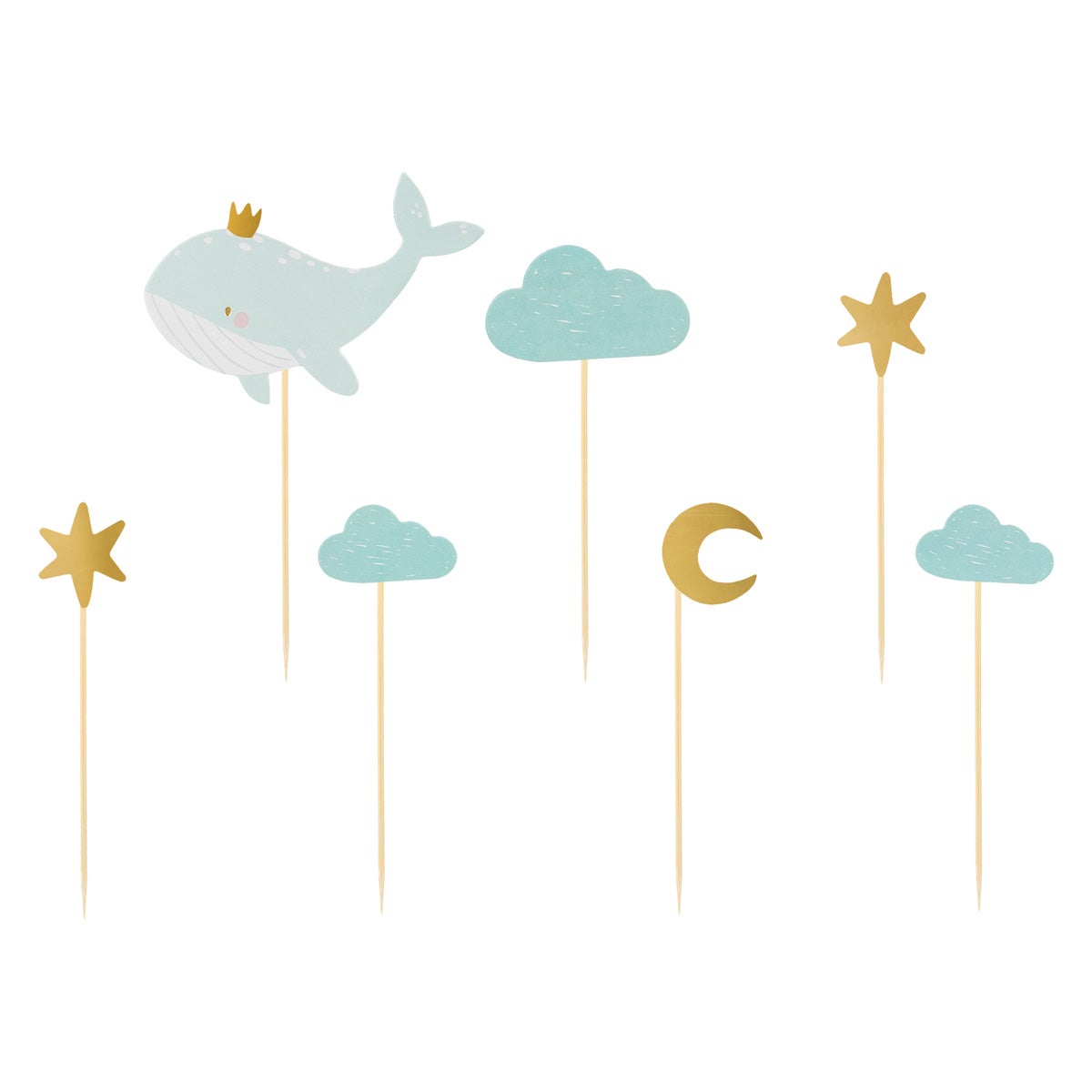 PartyDeco Cupcake Toppers - Walvis pk/7