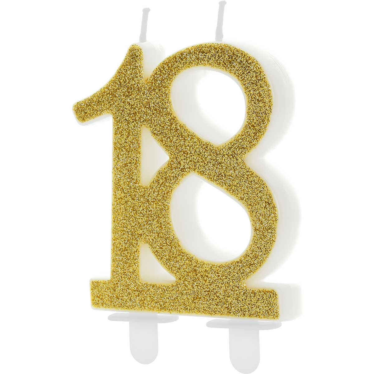 PartyDeco Verjaardagskaars Nummer 18 - Modern Goud