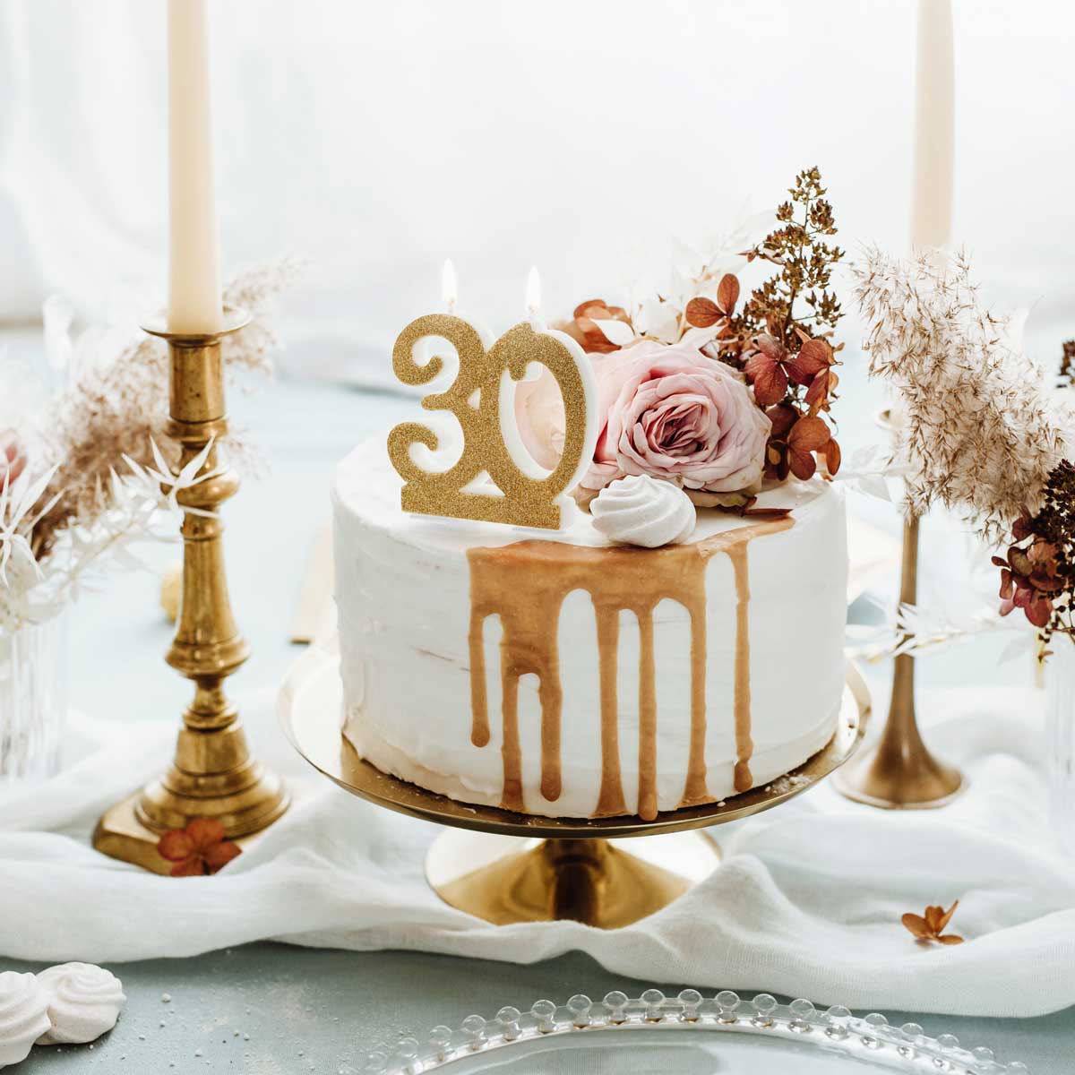 PartyDeco Verjaardagskaars Nummer 30 - Modern Goud