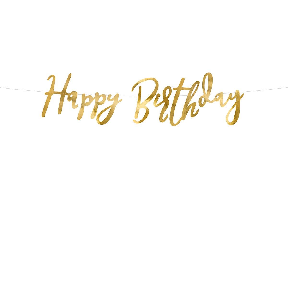 PartyDeco Banner Happy Birthday Goud